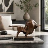 Abstract bronze bull sculpture for executive office decor