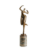 Abstract Female Dancer Bronze Sculpture on a white background