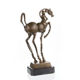 Abstract constructivist bronze horse sculpture with spherical joints, modern equine statue on black marble base, 2026 Year of the Horse symbolic art.