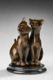 Affectionate Cat Pair Bronze Sculpture sculptural detail