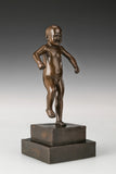 Handcrafted angry boy bronze statue with clenched fists and expressive face