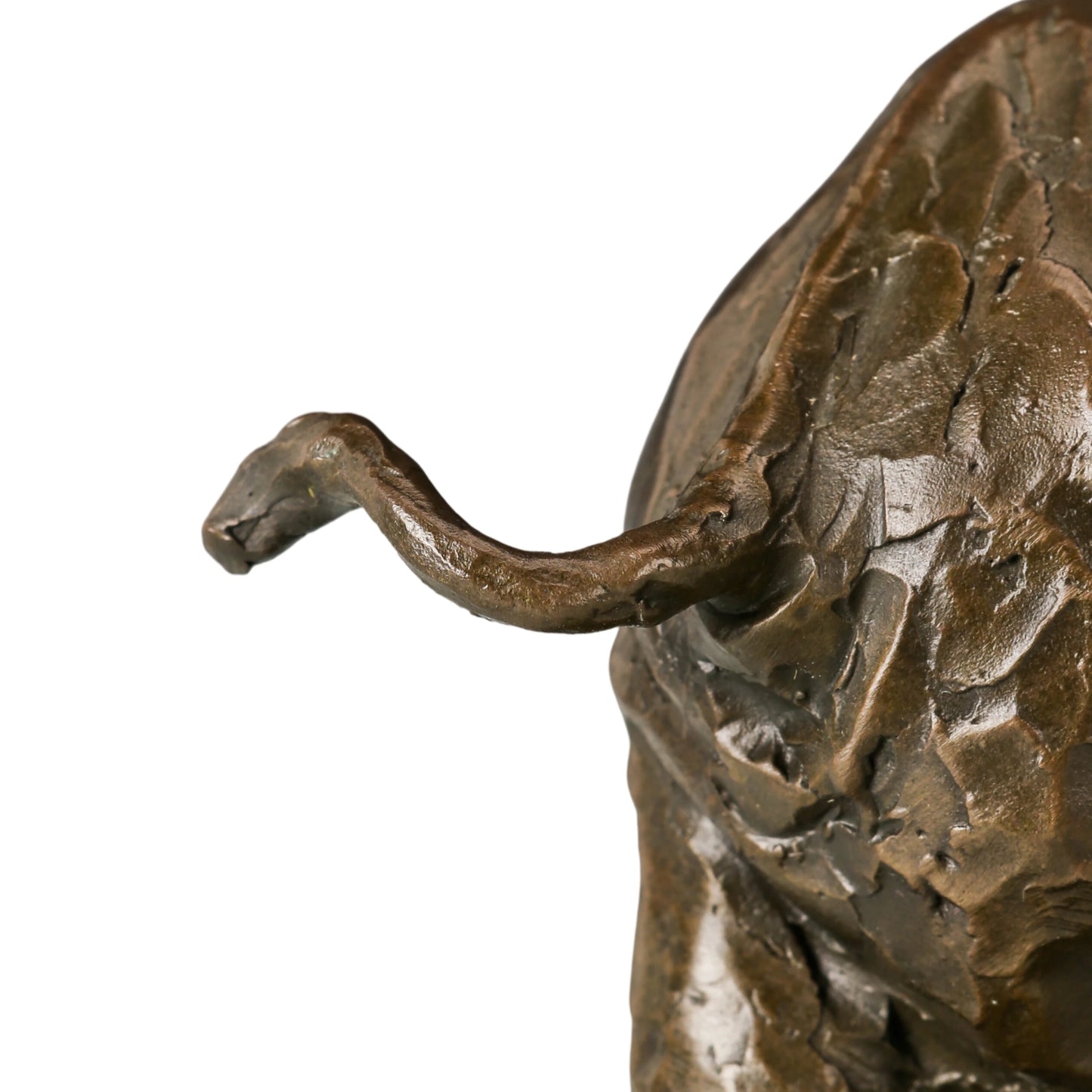 Dynamic bronze elephant sculpture featuring expressive texture and raised trunk. A striking wildlife statue symbolizing strength, resilience, and prosperity.