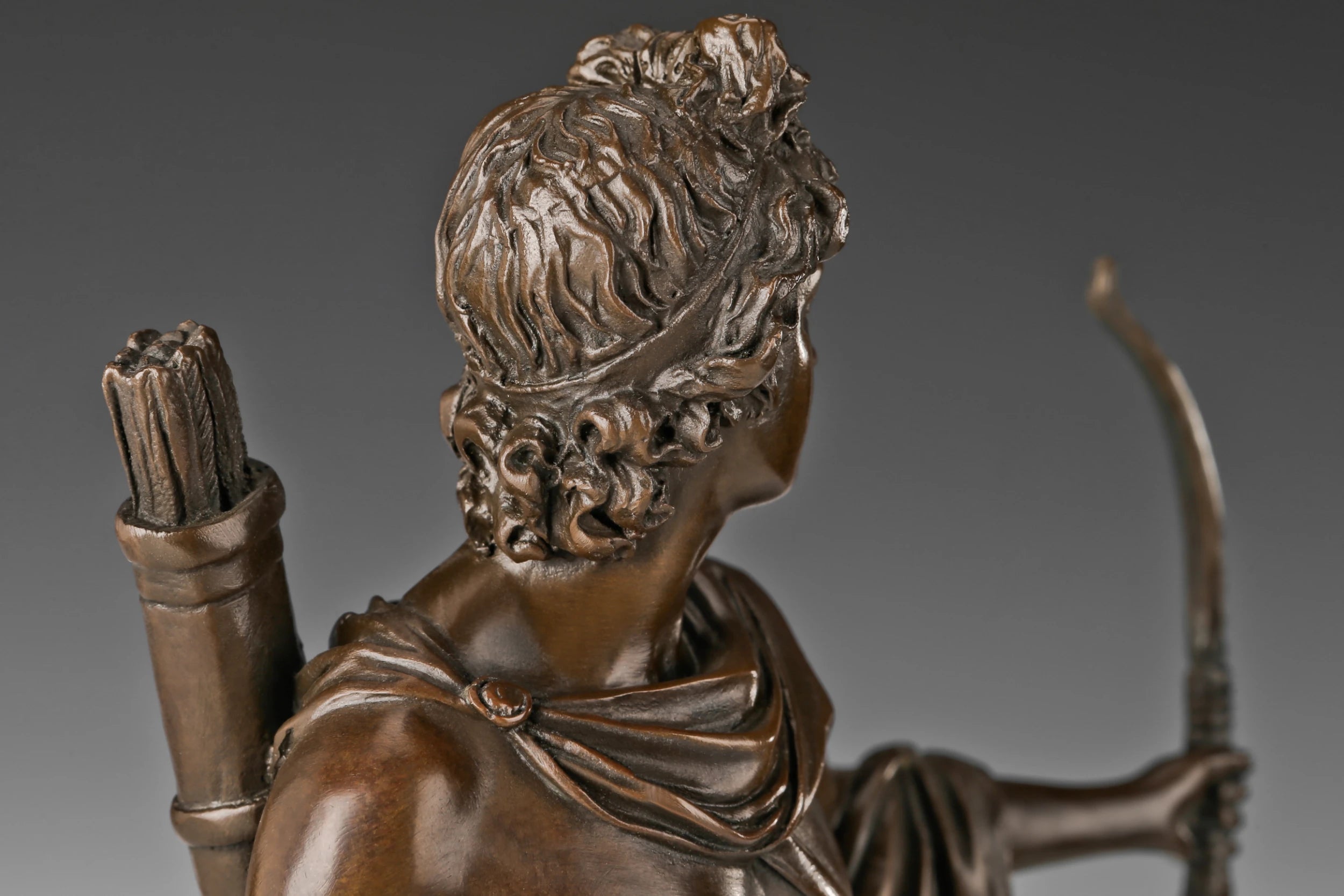 Detailed classical anatomy of Apollo bronze figure sculpture