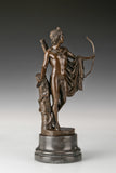 Right side view of classical Apollo statue with bow