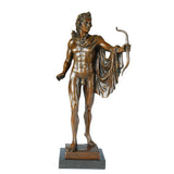 Handcrafted Apollo bronze statue featuring the Greek god with bow.