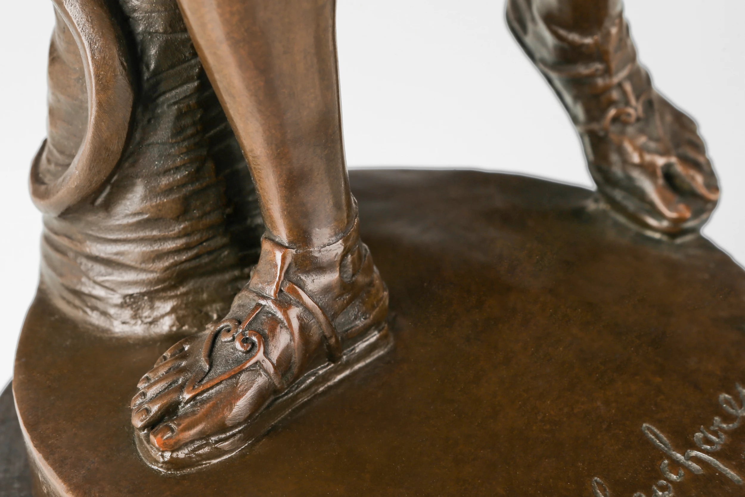 Apollo bronze sculpture mounted on elegant marble base