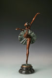 Arabesque Ballerina bronze sculpture patina detail