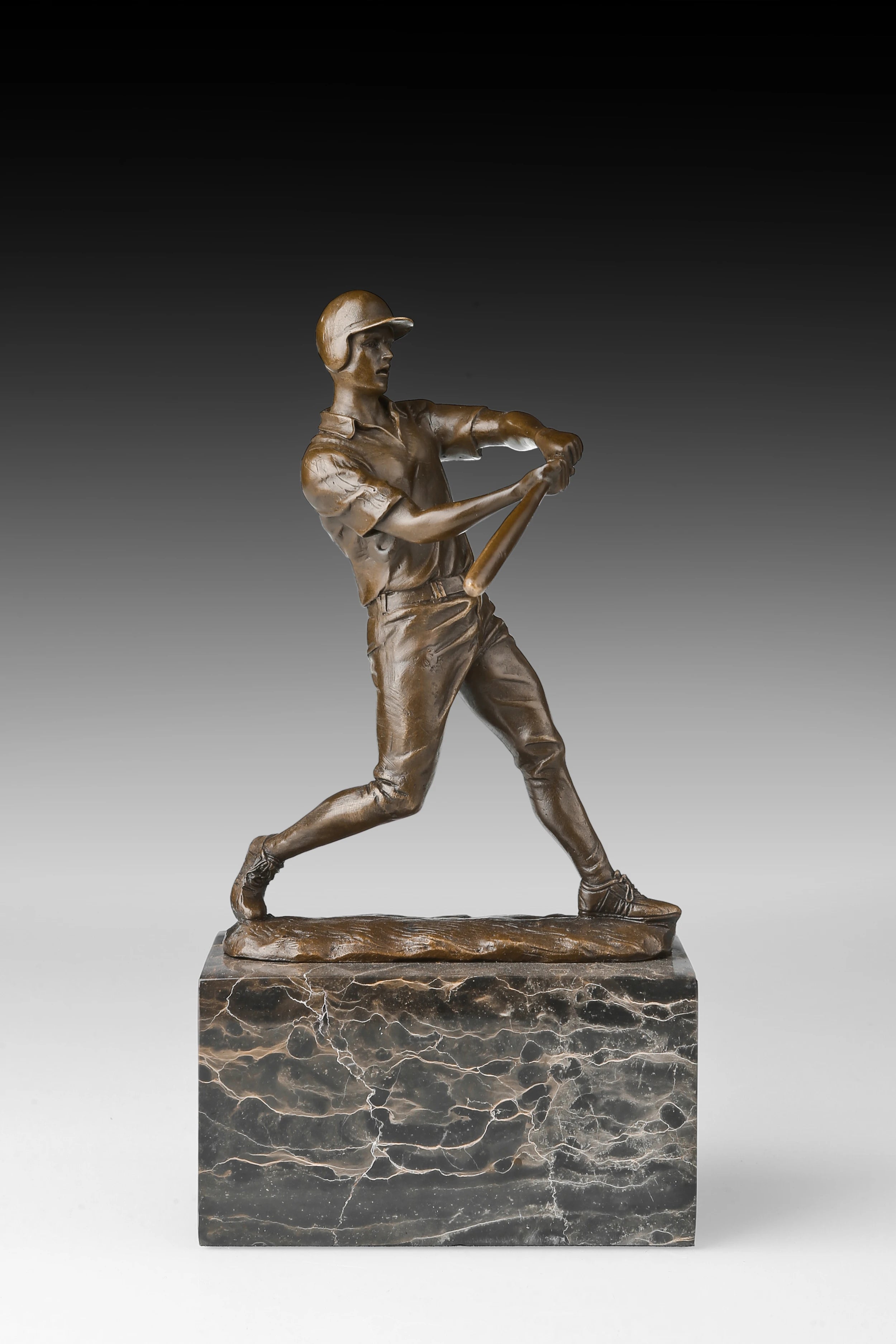 Baseball Batter Bronze Sculpture front view