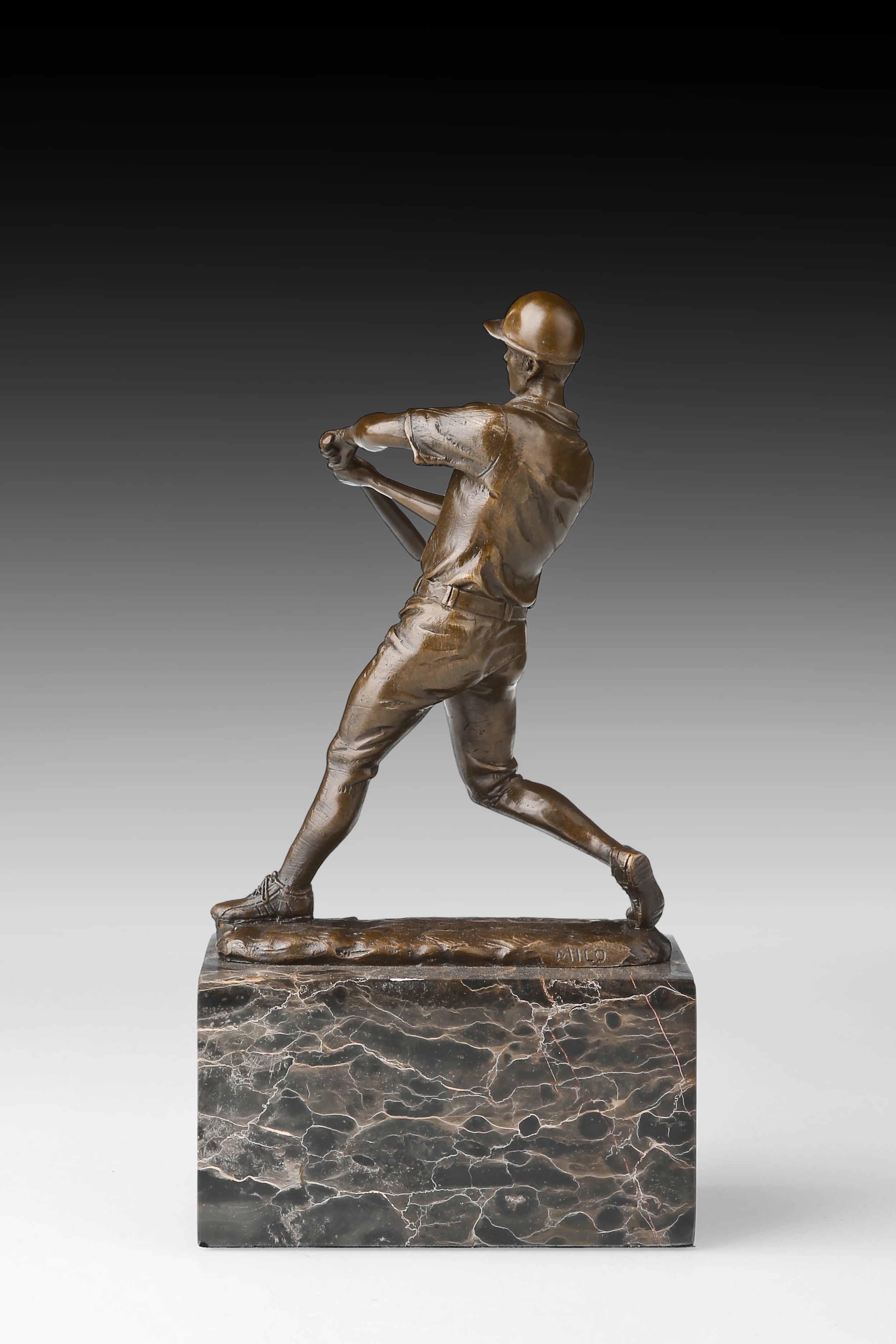 Baseball Batter Bronze Sculpture rear view