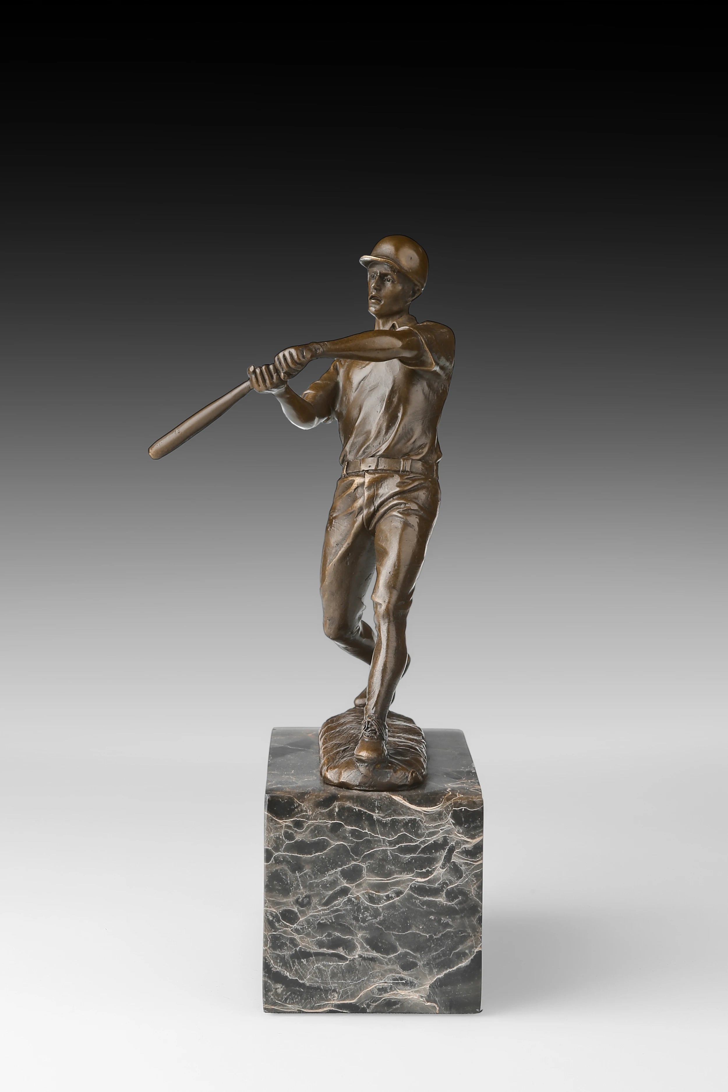 Baseball Batter Bronze Sculpture side view
