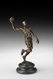 Basketball Player bronze sculpture, face and patina detail