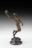 Basketball Player bronze sculpture, opposite-angle studio view