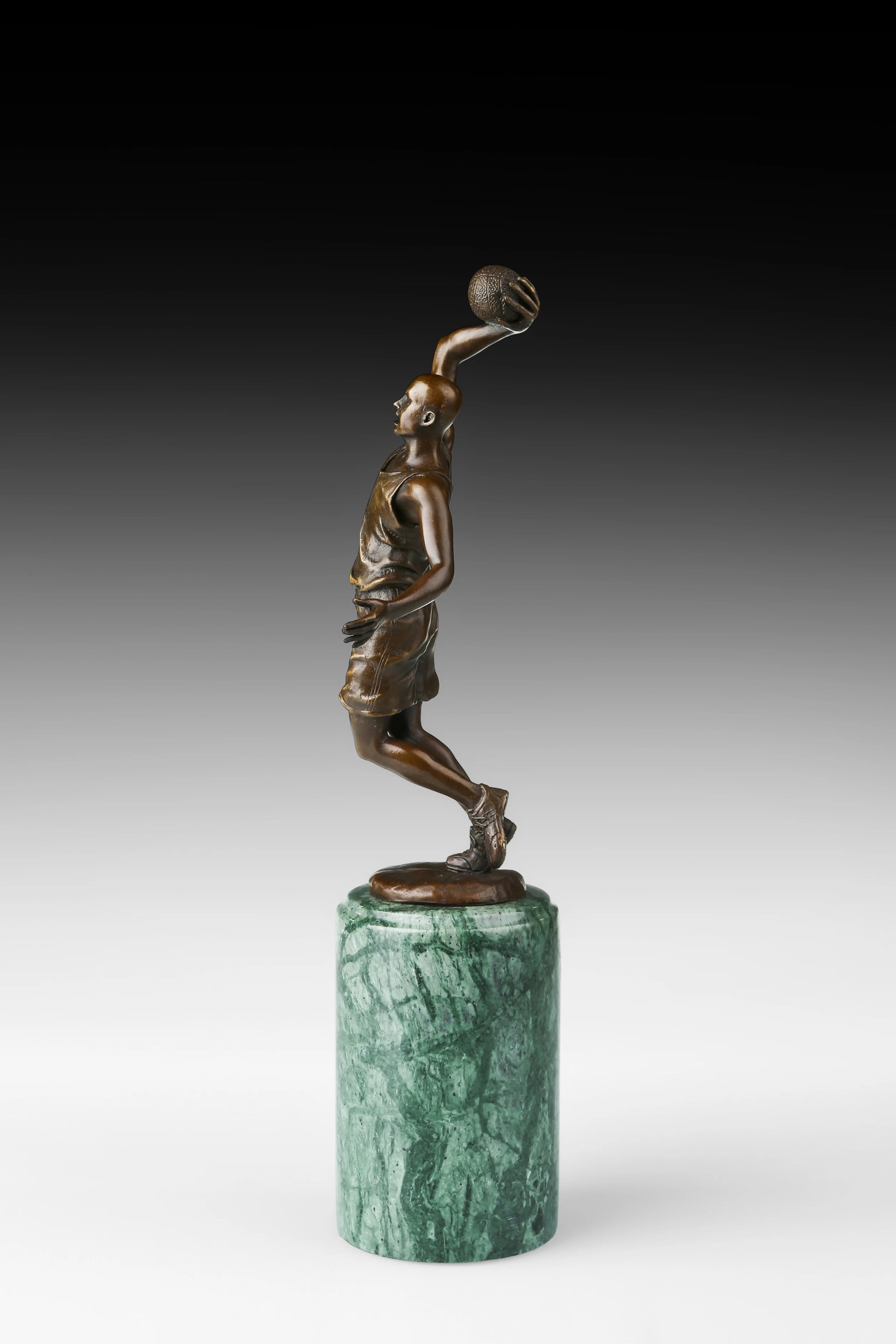 Basketball Shooter Bronze Sculpture side view