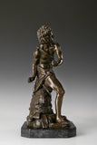 Right side view of David and Goliath bronze sculpture