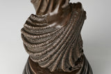 Detail of shell-inspired base and marine elements on the Birth of Venus bronze sculpture