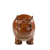 Front view of handcrafted bronze cartoon cow sculpture