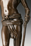 Close-up of bronze sword and craftsmanship on David statue