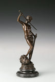 Right side view of handcrafted bronze David hero statue