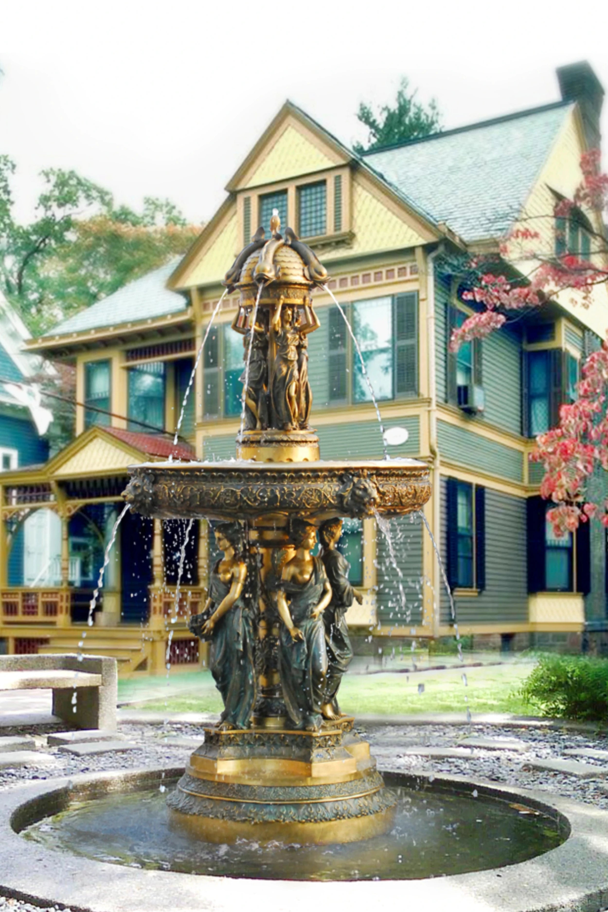 Large bronze four maidens fountain statue with decorative basin for luxury landscapes