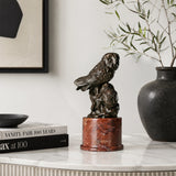 Bronze mother and baby owl sculpture displayed as symbolic wisdom and family decor 