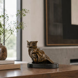 Bronze mother and baby owl sculpture displayed as elegant library and home decor