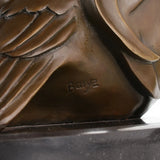  bronze owl family sculpture showing mother owl sheltering a small owlet