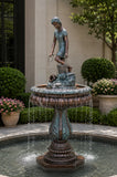 Classical bronze water carrier girl fountain statue with bucket and decorative garden basin