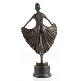Art Deco ballerina bronze sculpture Chiparus style dancer with pleated skirt