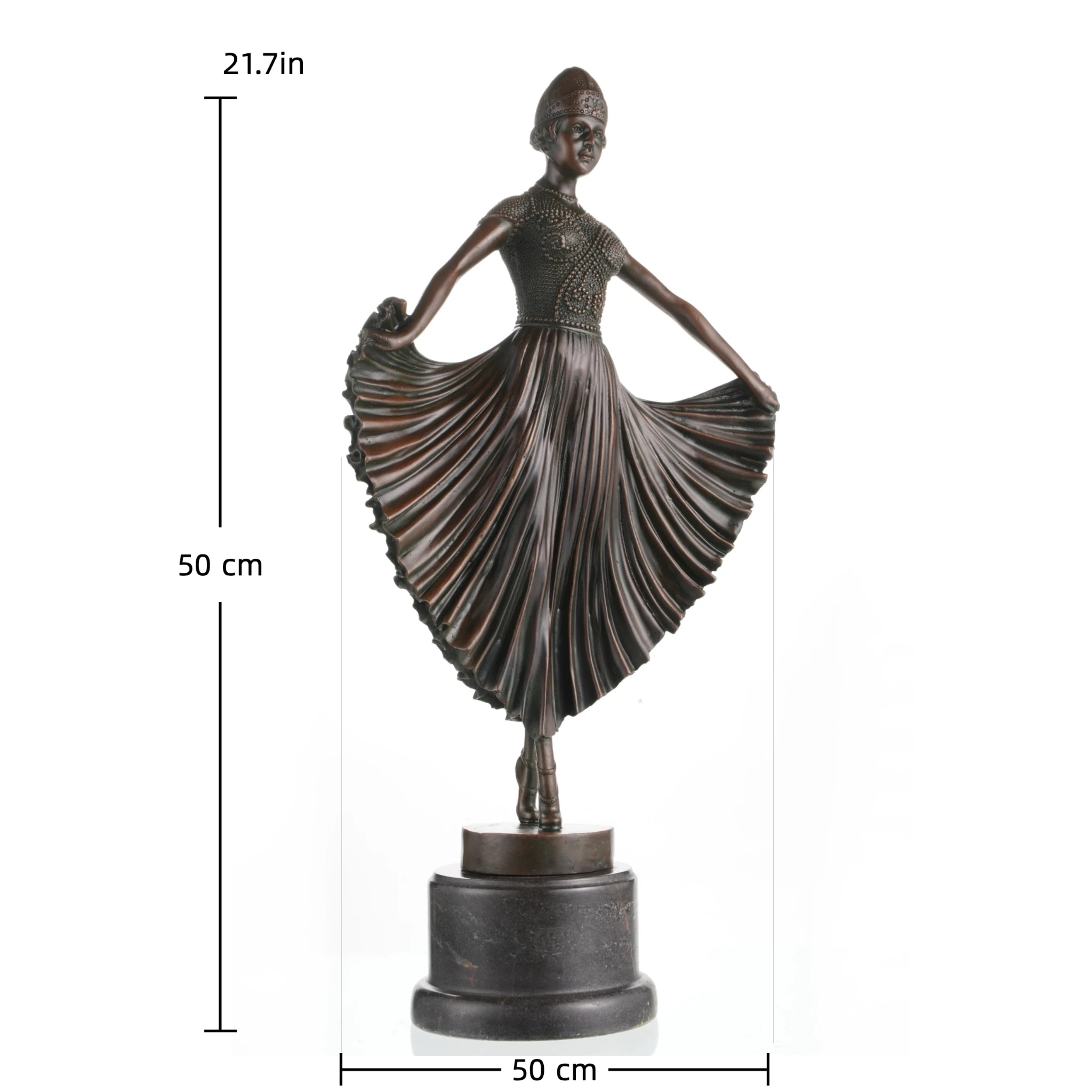 Art Deco ballerina bronze sculpture Chiparus style dancer with pleated skirt