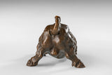 Wall Street charging bull bronze sculpture on black marble base