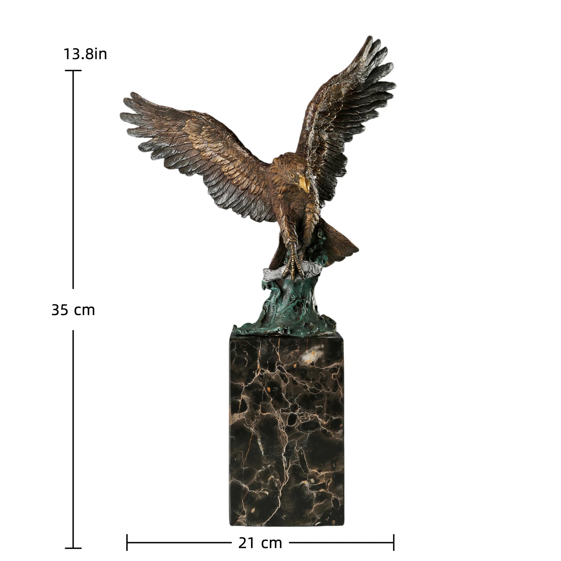 handcrafted bronze eagle sculpture wildlife decor