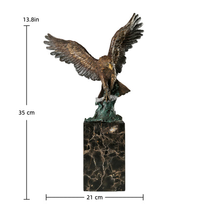 handcrafted bronze eagle sculpture wildlife decor