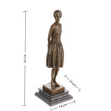 Elegant Art Deco bronze flapper girl sculpture with vintage 1920s style and marble base. A timeless decorative statue symbolizing elegance, freedom, and sophistication.