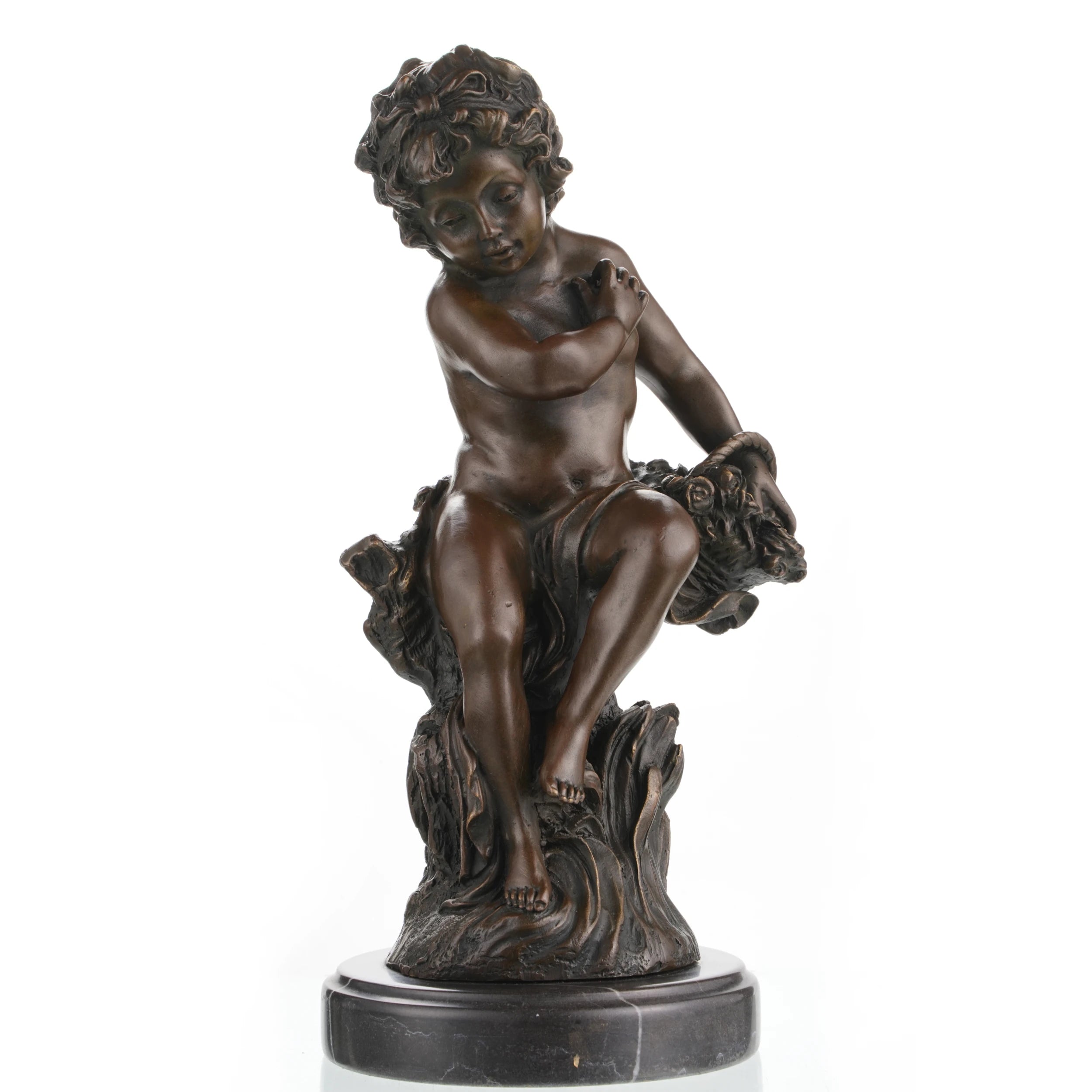 Peaceful bronze sculpture of a sleeping cherub, symbolizing innocence and serenity. A calming decorative piece perfect for homes, nurseries, and thoughtful gifts.