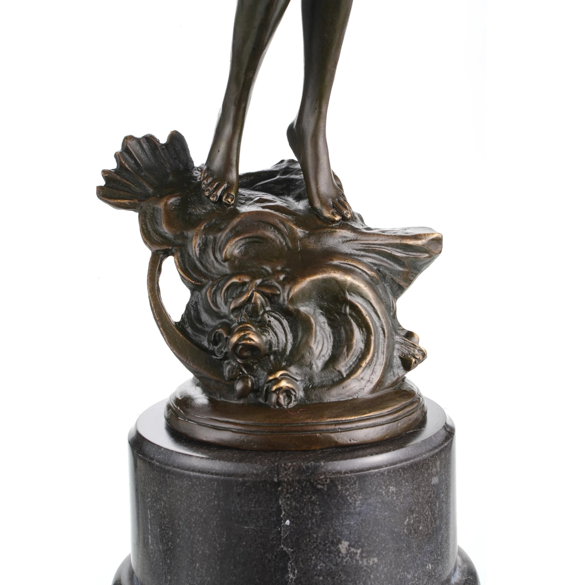 Dancing muse bronze sculpture female dancer with tambourine classical statue
