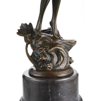 Dancing muse bronze sculpture female dancer with tambourine classical statue
