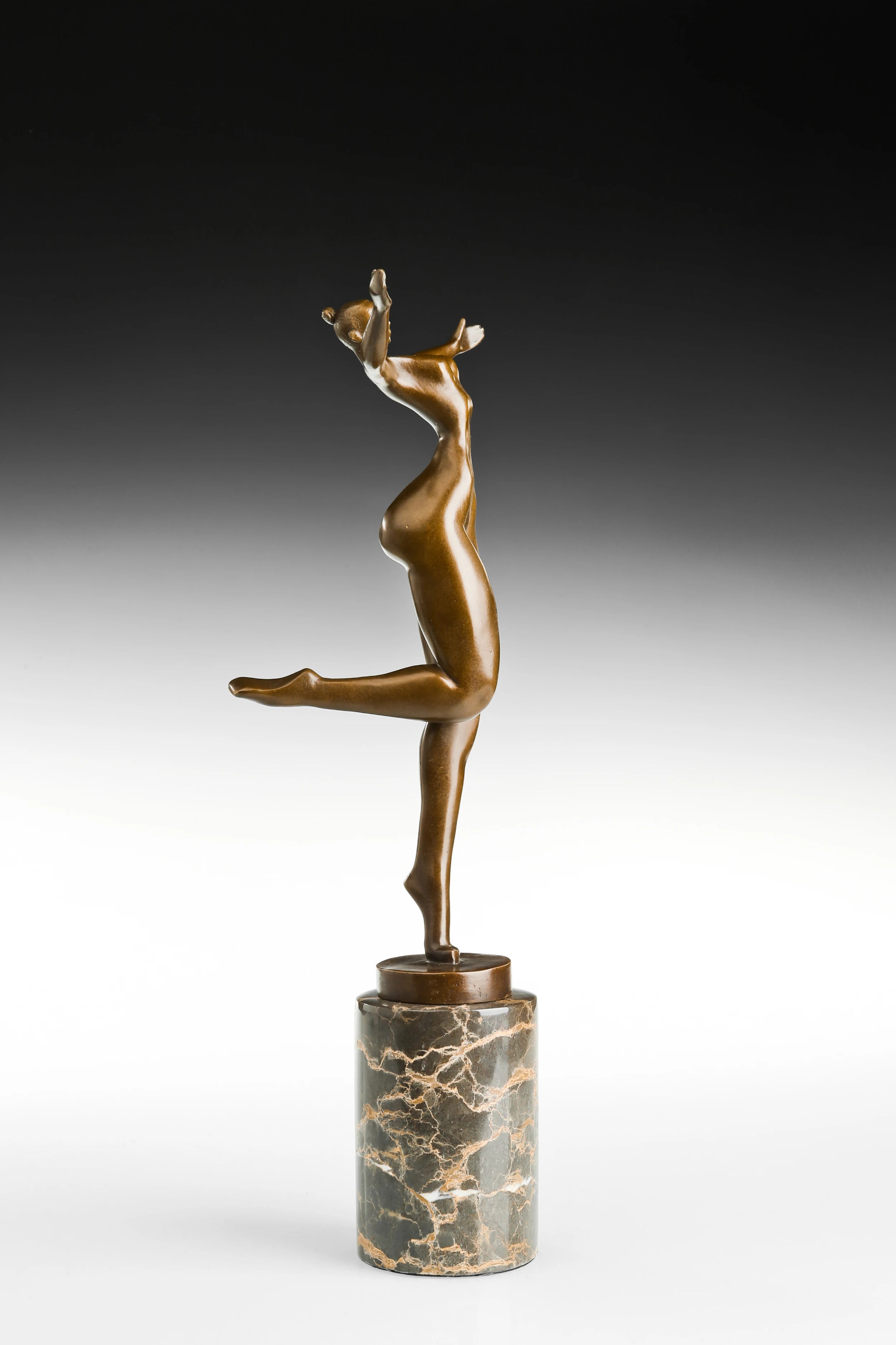 Celebrating Female Dancer Bronze Sculpture opposite angle