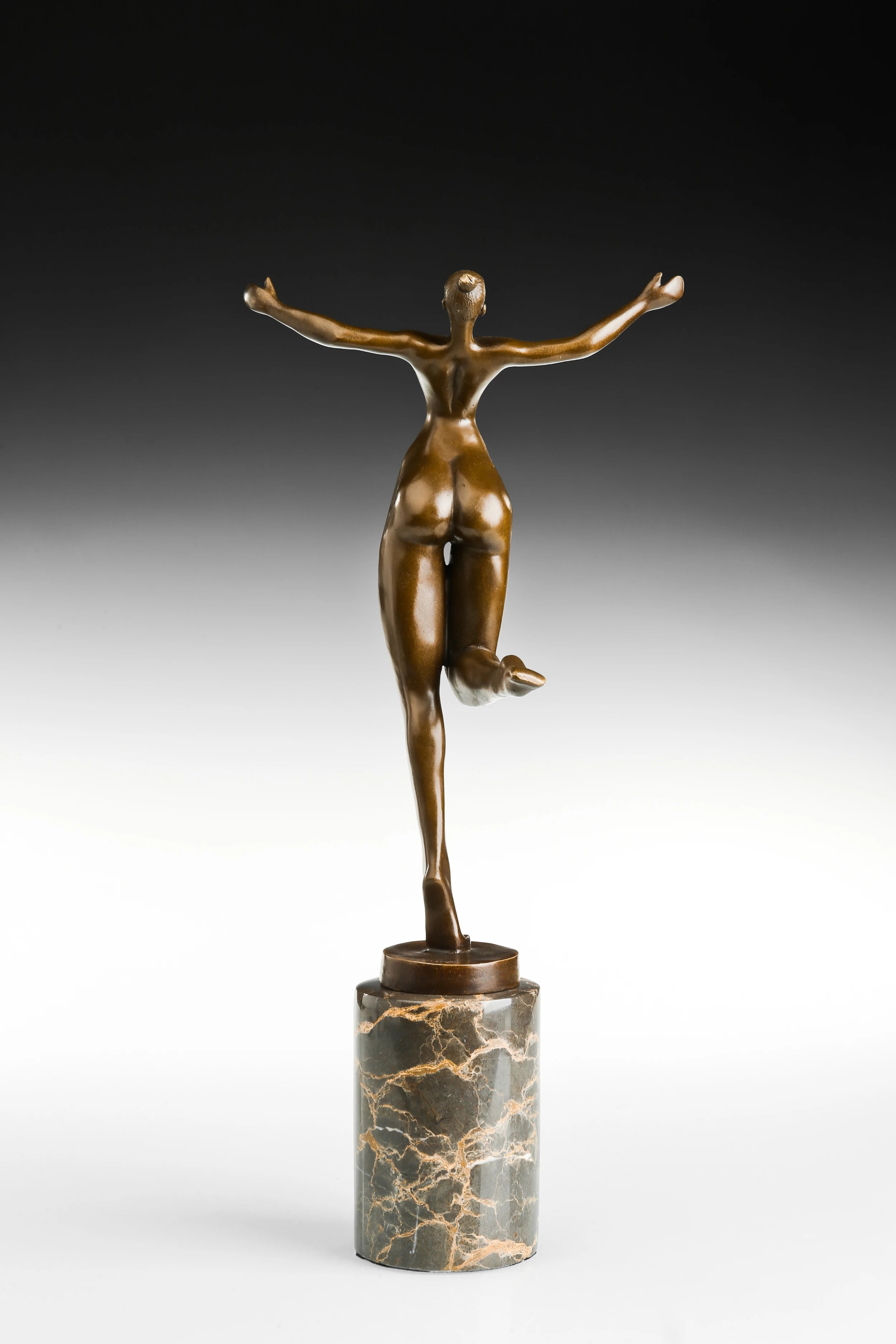Celebrating Female Dancer Bronze Sculpture rear view