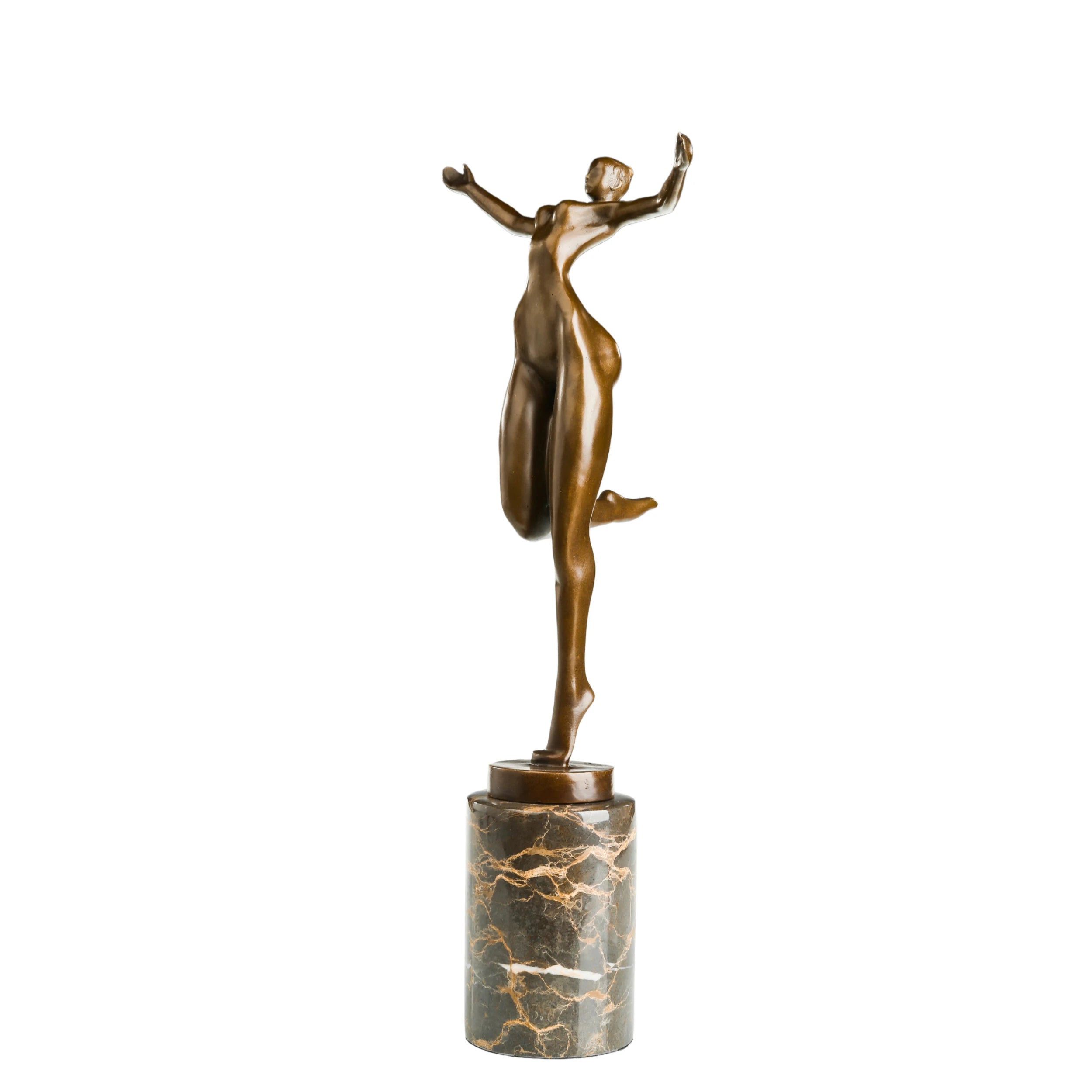 Celebrating Female Dancer Bronze Sculpture on a white background