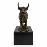 Charging Bull Bronze Sculpture hand-applied patina detail