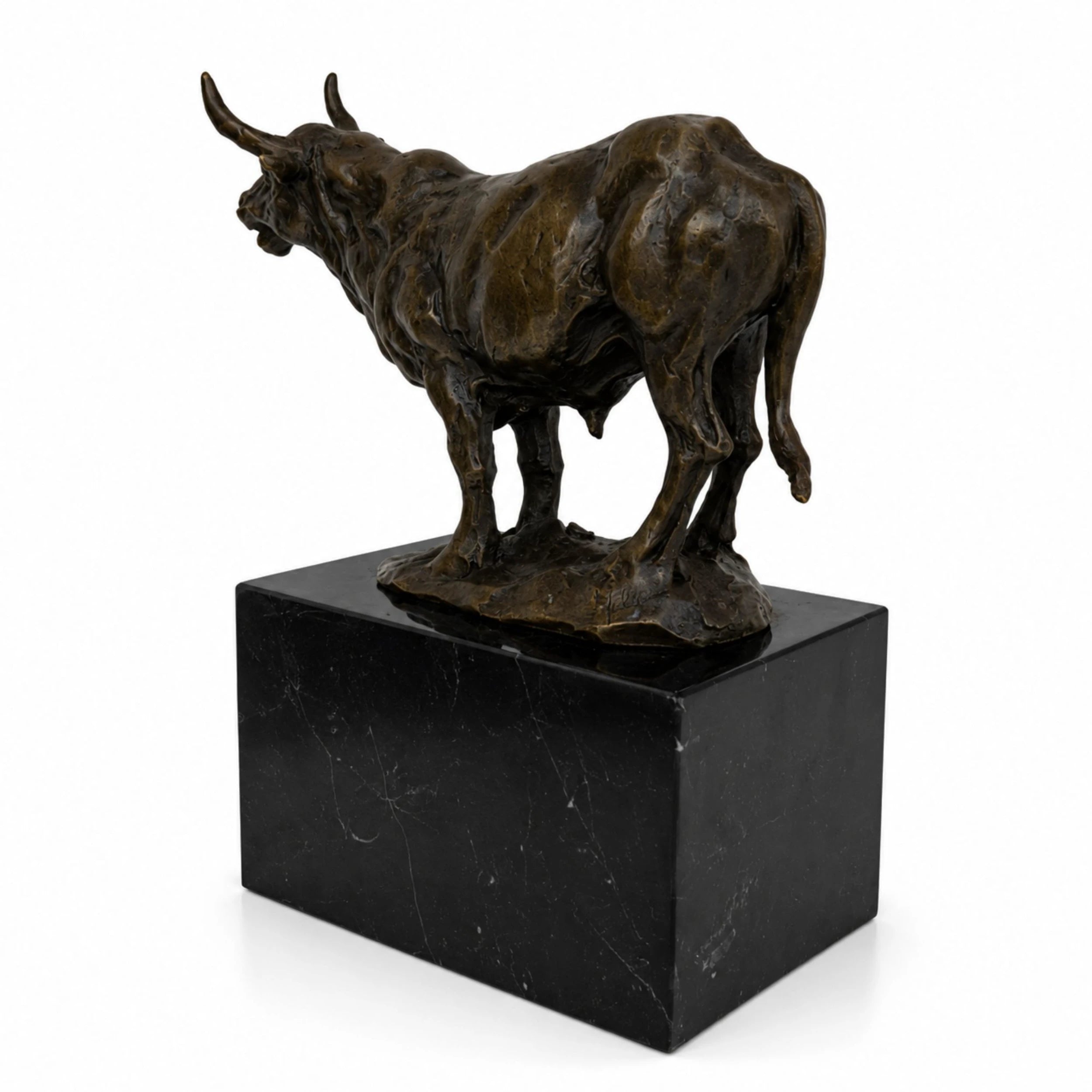 Charging Bull Bronze Sculpture three-quarter view