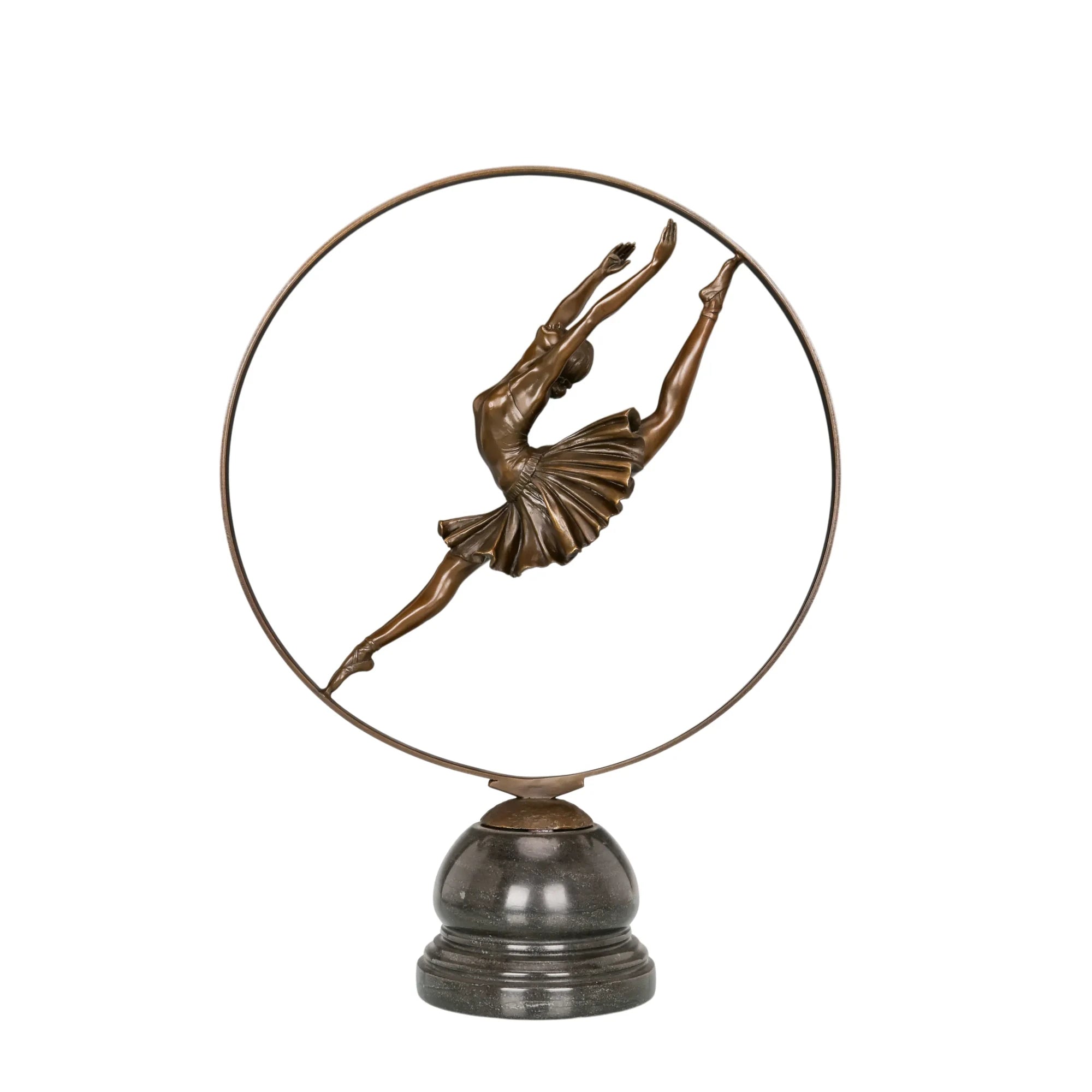 Circular Ballet Dancer bronze sculpture on a clean white background