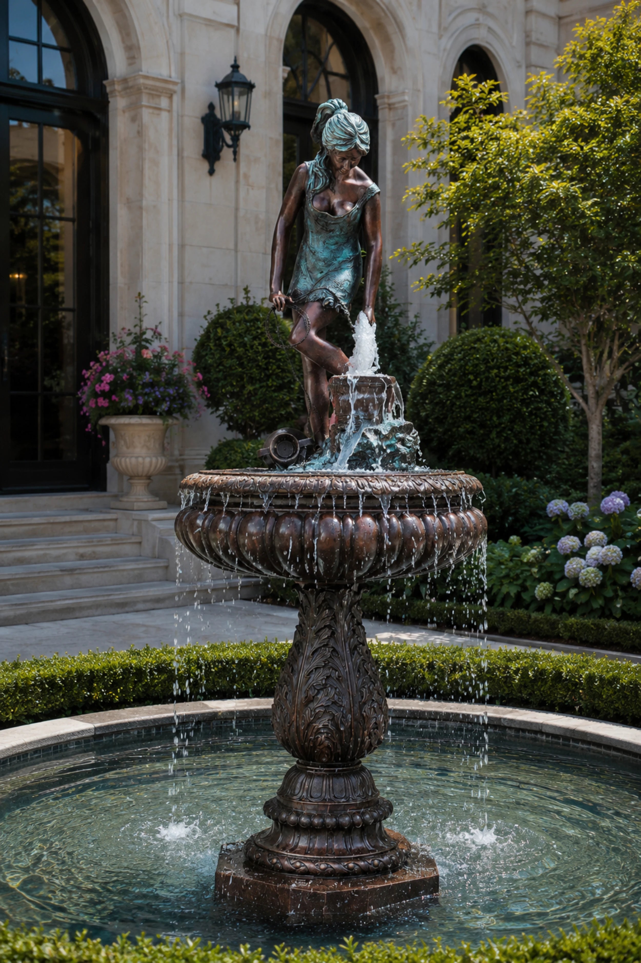 Classical Bronze Lady Water Fountain Statue for Gardens and Courtyards