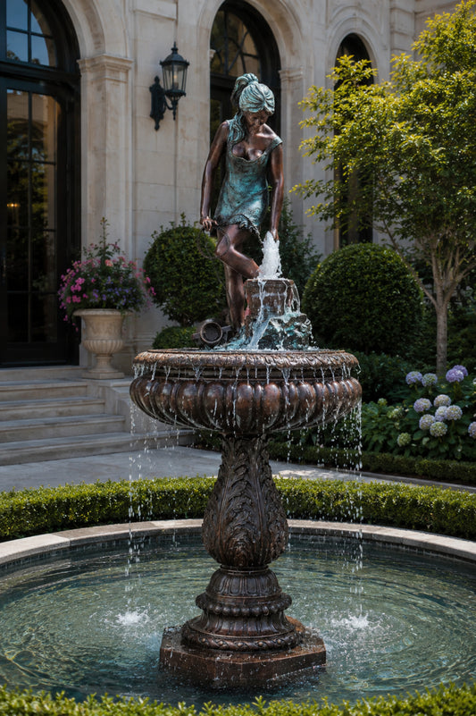 Classical Bronze Lady Water Fountain Statue for Gardens and Courtyards