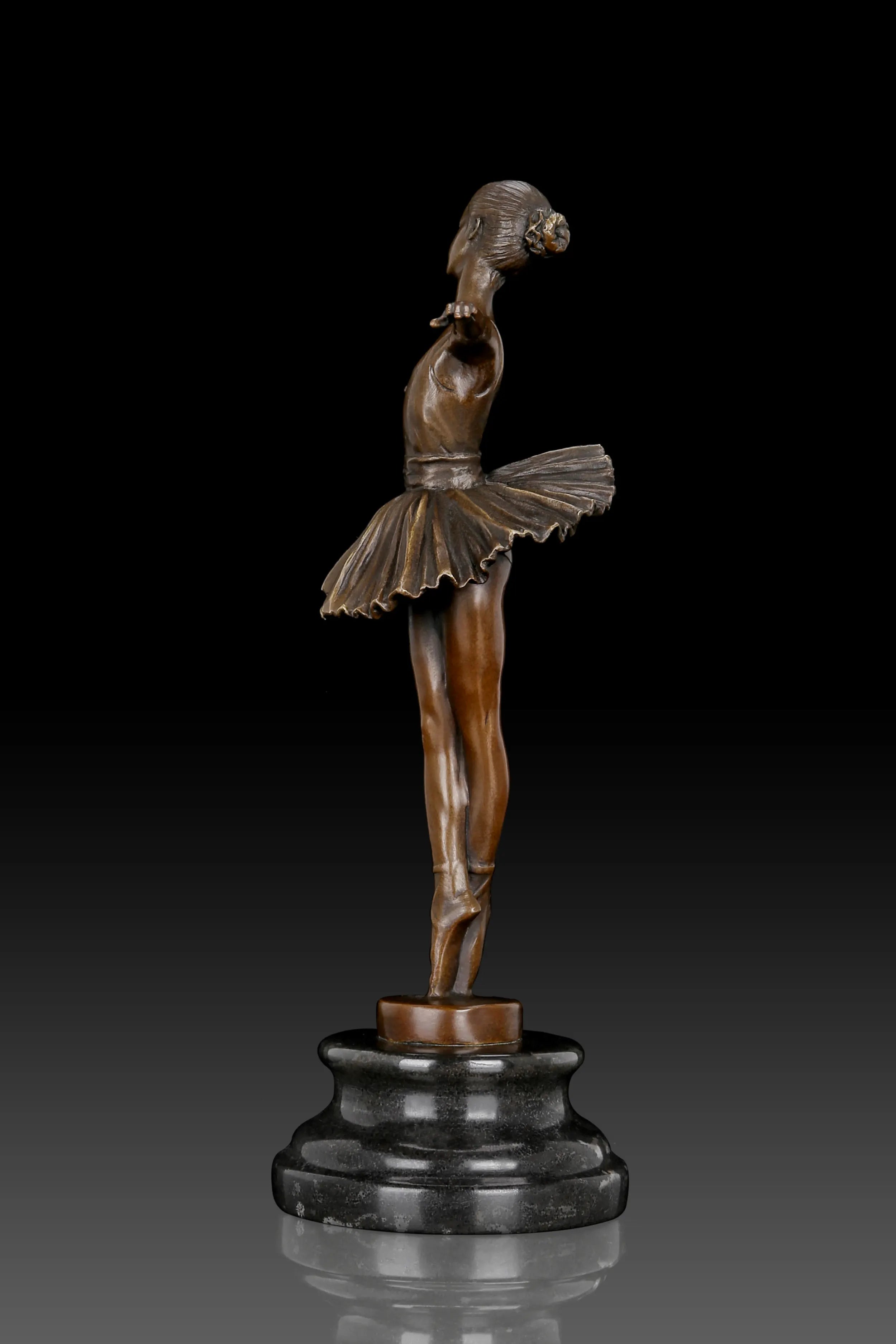 Classical Young Ballerina bronze sculpture patina detail