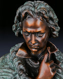 Full-length Beethoven bronze statue with verdigris patina. Handcrafted sculpture with marble base—perfect for collectors, musicians, and luxury statement interiors.
