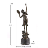 Dancing muse bronze sculpture female dancer with tambourine classical statue