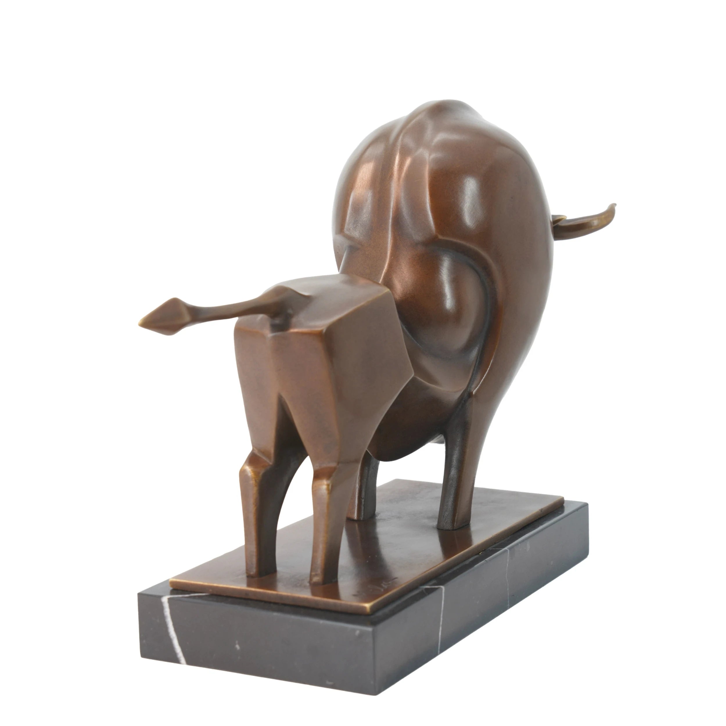 Contemporary bronze bull sculpture for executive office decor