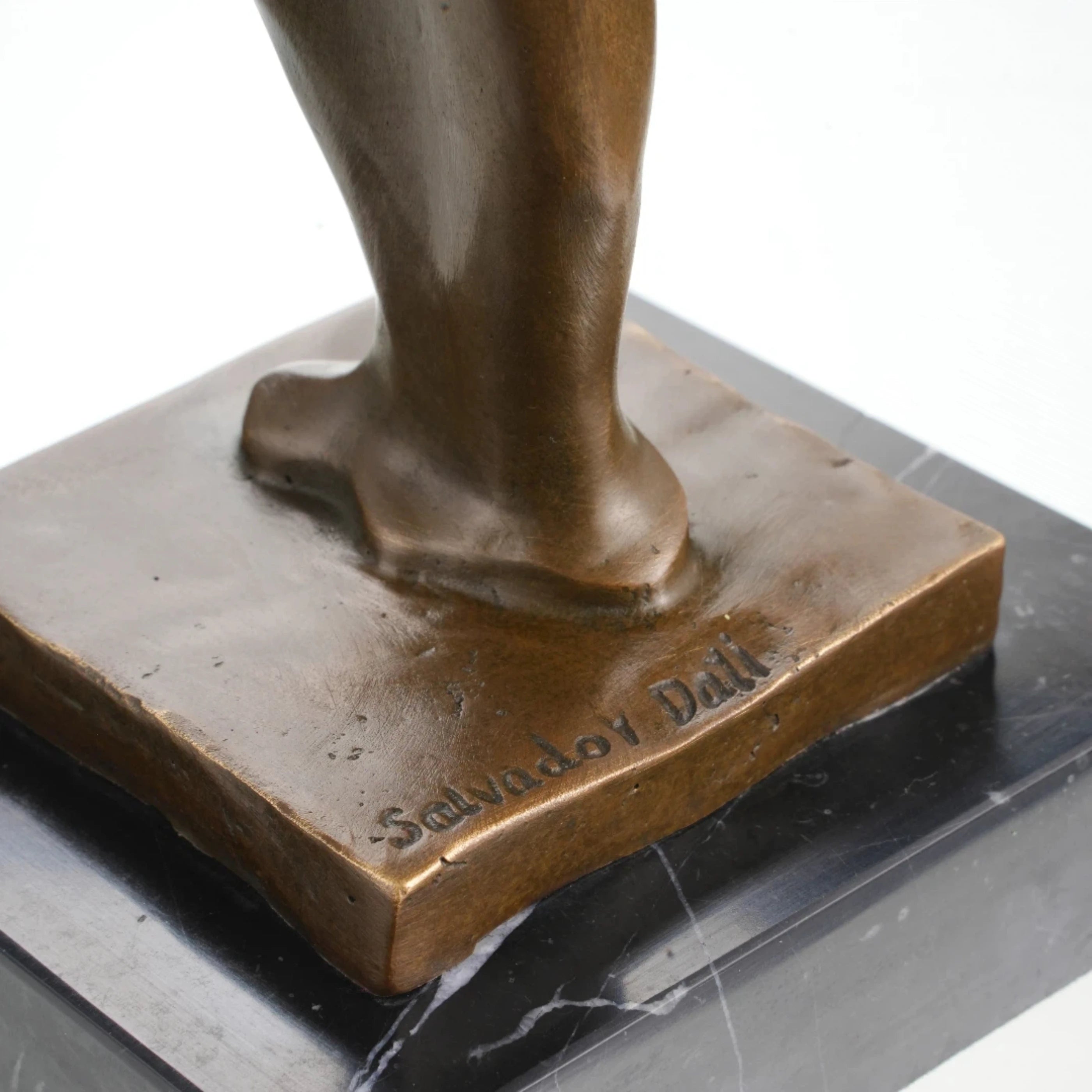 Abstract surreal angel bronze sculpture with wings and hollow body