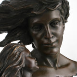 Close-up of couple facial expression in bronze sculpture